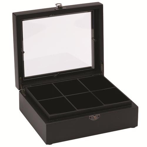 Service Ideas TB006 Black Beechwood 6 Compartments Tea Boxes