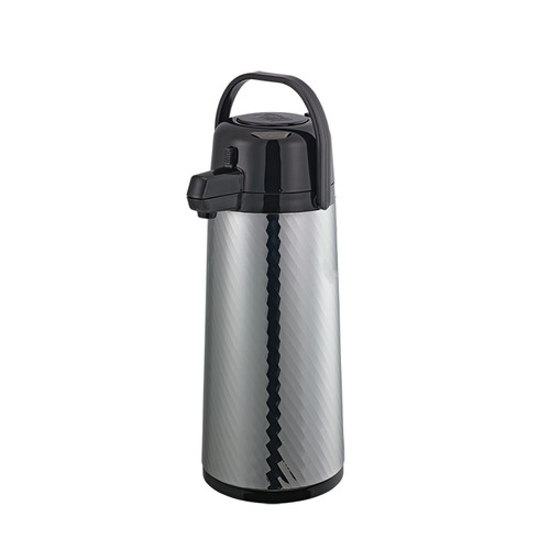 Service Ideas ECAJ22SS 2.2 L. Stainless Steel Push Button Black Lid Eco-Air Airpot