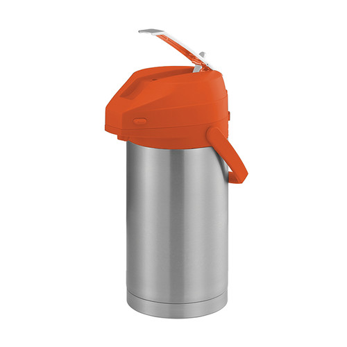 Service Ideas CTAL37OR 3.7 L. Stainless Steel Lever Style Orange Lid Airpot
