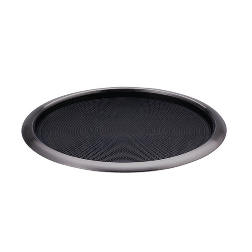 Service Ideas TR1614RIDT 16" Dia. Black Round Stainless Steel Tray
