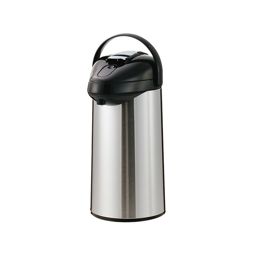 Service Ideas GLAL220 2.2 L. Stainless Steel Lever Black Lid Steelvac Premium Airpot