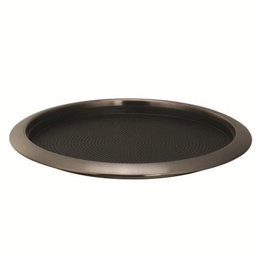 Service Ideas TR1412RIDT 14" Dia. Gray Round Stainless Steel Metallic Elements Tray