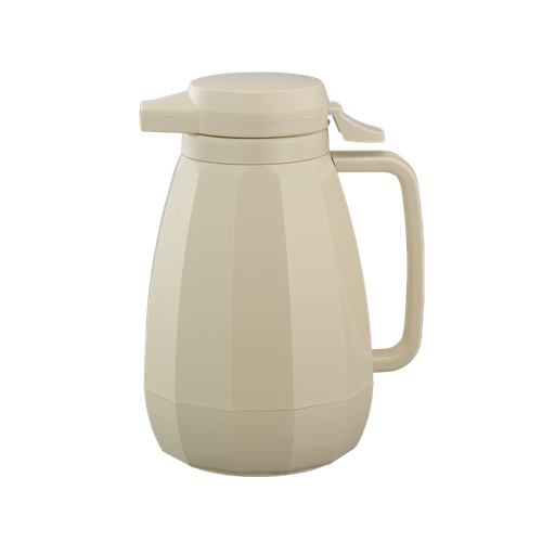 Service Ideas NG501AL 0.6 L. Almond Plastic Double Wall Push Button Lid New Generation Server