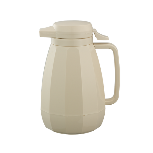 Service Ideas NG501AL 0.6 L. Almond Plastic Double Wall Push Button Lid New Generation Server