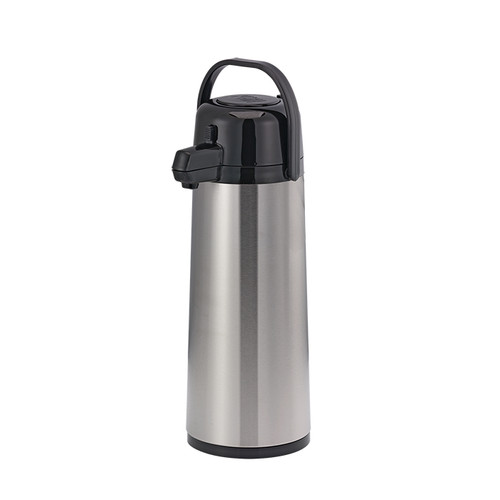 Service Ideas ECA25S 2.5 L. Stainless Steel Push Button Black Lid Eco-Air Airpot