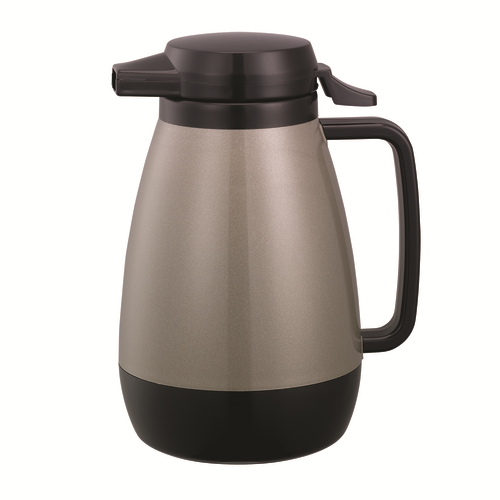 Service Ideas PB501MG 20 Oz. Metallic Gray Plastic Thermo-Serv Push-Button Server