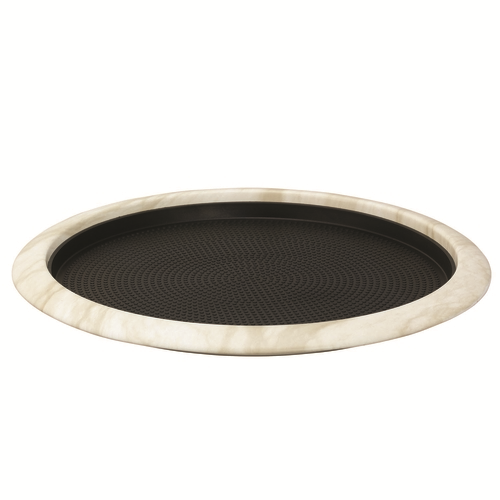 Service Ideas TR1412RIWM 14" Dia. White Round Stainless Steel Natural Elements Tray