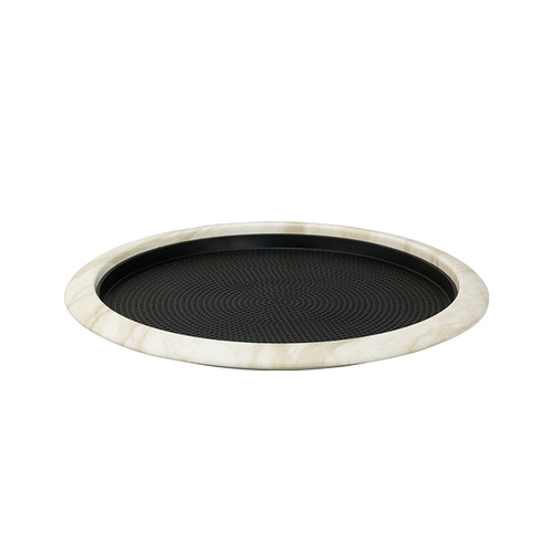 Service Ideas TR1412RIWM 14" Dia. White Round Stainless Steel Natural Elements Tray