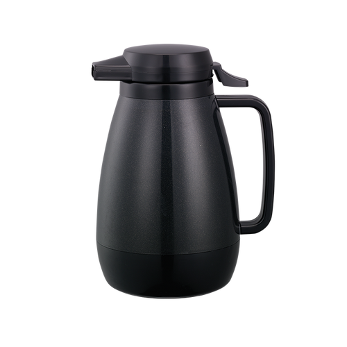 Service Ideas PB501BL 20 Oz. Black Plastic Thermo-Serv Push-Button Server