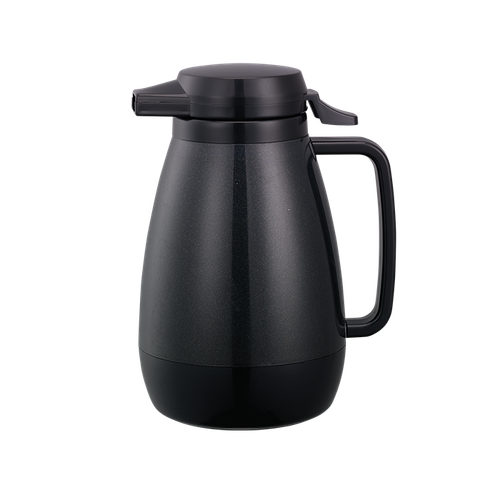 Service Ideas PB501BL 20 Oz. Black Plastic Thermo-Serv Push-Button Server
