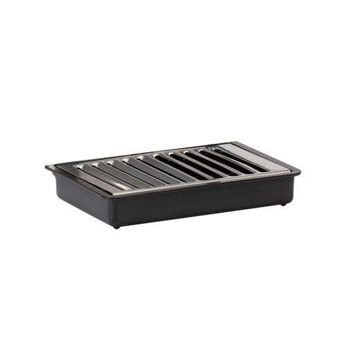 Service Ideas CBDTDT 6.5" W Black Plastic and Stainless Steel Drip Tray
