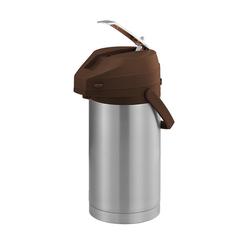 Service Ideas CTAL37BR 3.7 L. Stainless Steel Lever Style Brown Lid Airpot