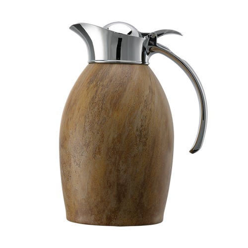 Service Ideas NIC10BSMB 1 L. Travertine Marble Stainless Steel Nicollet Series Vacuum Insulated Carafe