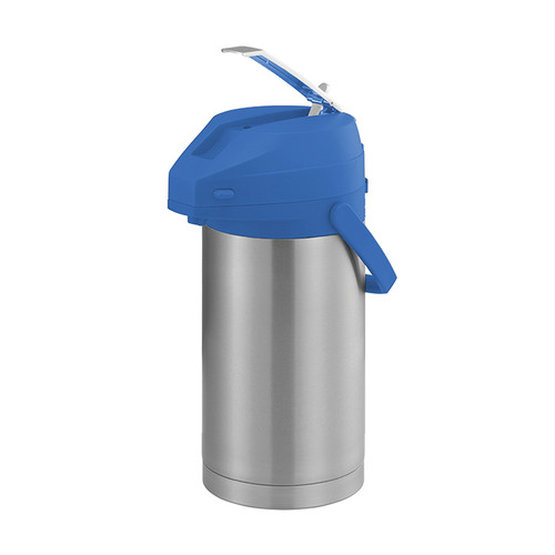Service Ideas CTAL37BLU 3.7 L. Stainless Steel Lever Style Blue Lid Airpot