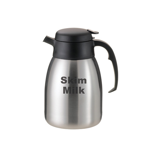 Service Ideas FVPC15SKIMET 1.5 L. Stainless Steel Brushed Finish Push Button "Skim Milk" SteelVac Carafe