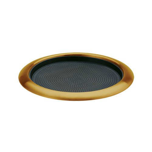 Service Ideas TR119RIVG 11" W Vintage Gold Round Removable Insert Non-Slip Tray