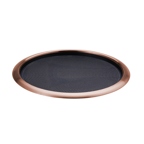 Service Ideas TR1614RIRG 16" Dia. Gold Round Stainless Steel Tray