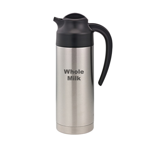 Service Ideas S2SN100WHOLEET 33.8 Oz. Stainless Steel Black SteelVac Vacuum Creamer
