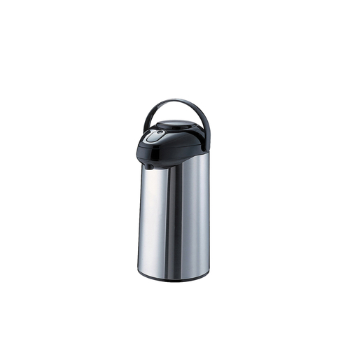 Service Ideas GLAP220 2.2 L. Stainless Steel Push Button Black Lid Steelvac Premium Airpot