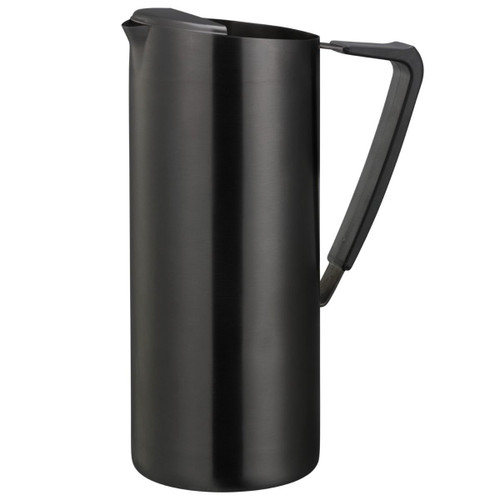 Service Ideas X7025BSBXV2 64.24 Oz. Black Onyx Stainless Steel with Ice Guard Slim Water Pitcher