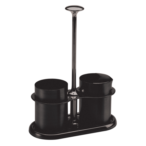 Service Ideas STCCRSG4BX 4 Oz. Black Stainless Steel Holder Creamer and Sugar Set