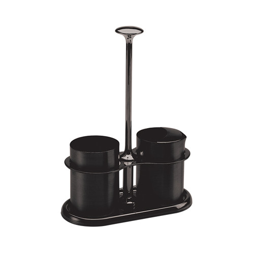 Service Ideas STCCRSG4BX 4 Oz. Black Stainless Steel Holder Creamer and Sugar Set