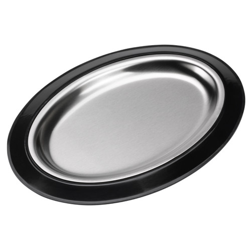 Service Ideas RO128BLC 11.75" W Stainless Steel Oval Thermo-Plate Platter