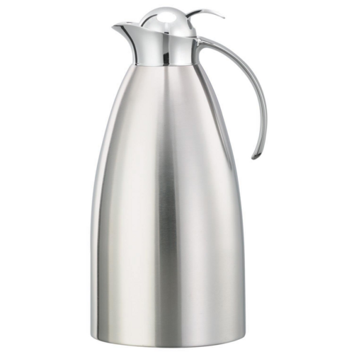 Service Ideas MAR20BSPB 2 L. Brushed Polished Stainless Steel Push Button Lid Marquette Series Carafe