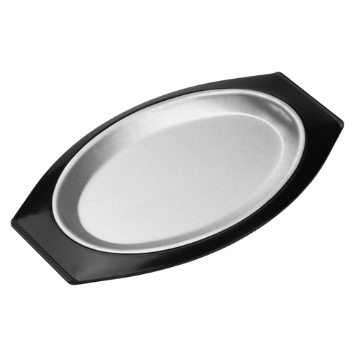 Service Ideas RO117BLAC 13.75" W Stainless Steel Oval Thermo-Plate Platter