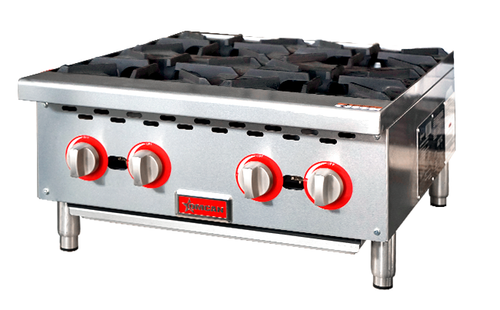 Omcan USA 47380 24" W Stainless Steel 4 Burners Natural Gas Hotplate - 100,000 BTU