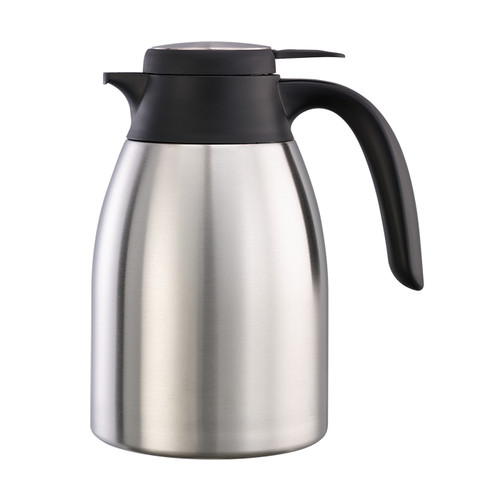 Service Ideas FCC12SS 1.2 L. Stainless Steel Black Plastic Push Button Lid Beverage Carafe