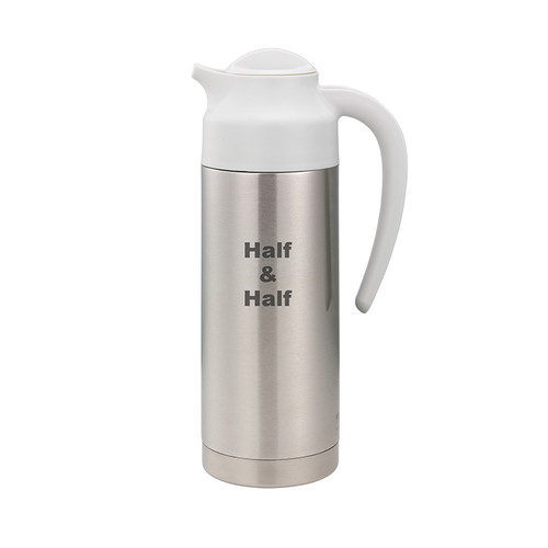 Service Ideas S2SN100HHETWHT 33.8 Oz. Stainless Steel White SteelVac Vacuum Creamer