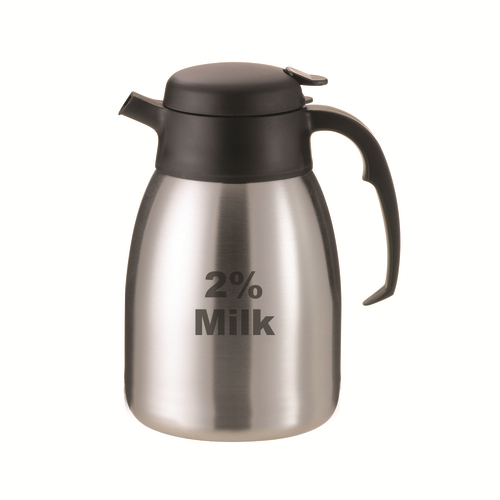 Service Ideas FVPC152PCTET 1.5 L. Stainless Steel Brushed Finish Push Button "2% Milk" SteelVac Carafe