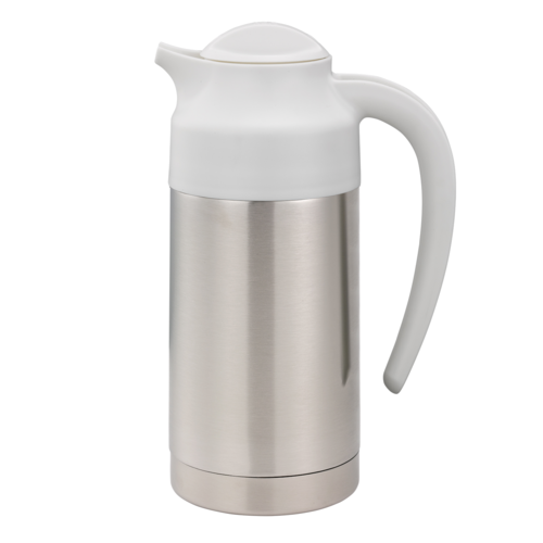 Service Ideas S2SN70WHT SteelVac® 23.7 Oz. Stainless Steel White Insulated Creamer with Lid