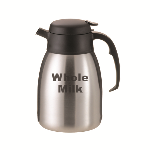 Service Ideas FVPC15WHOLEET 1.5 L. Stainless Steel Brushed Finish Push Button " Whole Milk" SteelVac Carafe