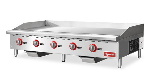 Omcan USA 47366 60" W Stainless Steel 5 Burners Natural Gas 24" Griddle - 150,000 BTU