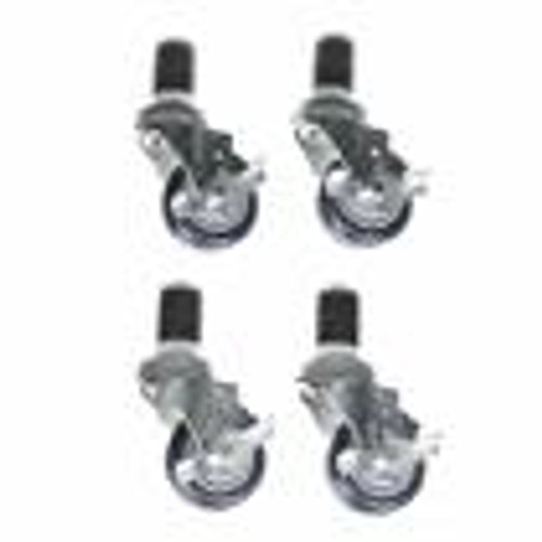 Component Hardware CSTPK-3PUES-3B 3" Dia. Blue Polyurethane Stem Caster Pack