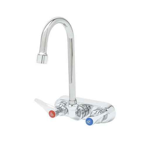 T&S Brass B-1146-02ACR-AM 4" Wall Mount Ceramas 4.378 Swivel Gooseneck Workboard Faucet