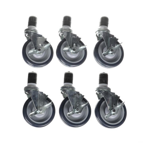 Component Hardware CSTPK-5PUES-4B-6 5" Blue Polyurethane Wheel Expanding Stem Caster Pack