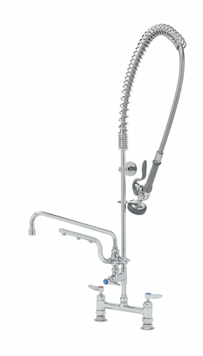 T&S Brass B-0123-U12-CR-B Polished Chrome Plated Brass with Ceramic Cartridge UltraRinse 8" Deck Mount Mixing Faucet