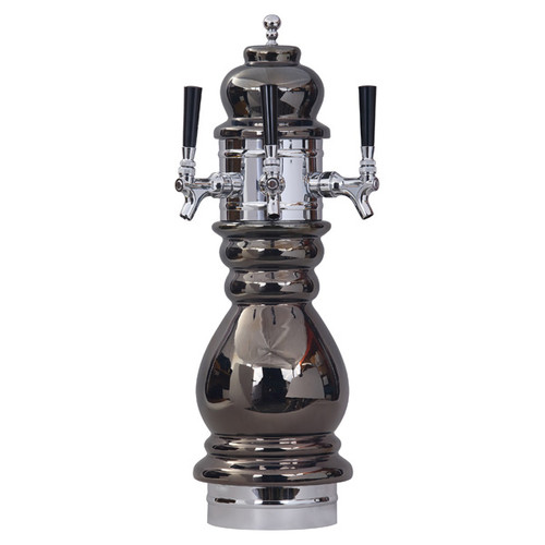 Micro Matic CT100-3KR Ceramic 3 Faucets Glycol Cooled Black Forest Draft Beer Tower