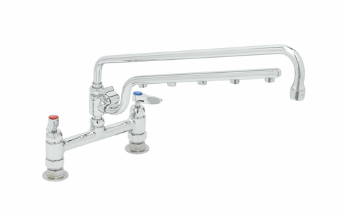 T&S Brass B-0220-U18-CR Polished Chrome Plated Brass with Stream Regulator Outlet UltraRinse 8” Deck Mount Mixing Faucet