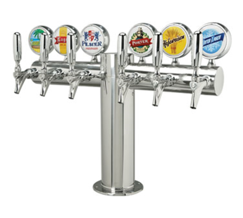 Micro Matic METRO-T-6PSSKR-M Countertop Glycol Cooled with 6 Faucets Metropolis "T" Draft Beer Tower