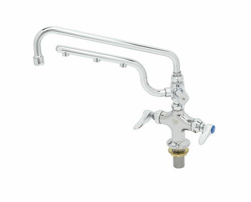 T&S Brass B-0201-U12 Polished Chrome Plated Brass with Compression Cartridge UltraRinse Single Hole Deck Mount Mixing Faucet