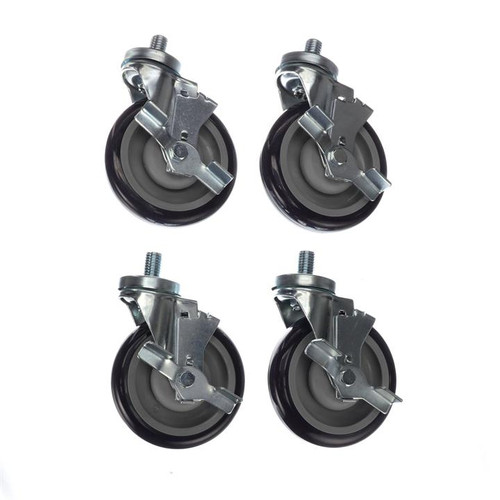 Component Hardware CSTPK-5PUTS-3B 5" Blue Polyurethane Wheel Threaded Stem Caster Pack