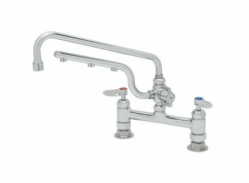 T&S Brass B-0221-U12-CR Polished Chrome Plated Brass with Stream Regulator Outlet UltraRinse 8” Deck Mount Mixing Faucet