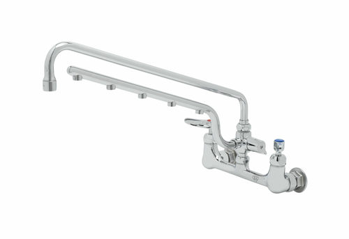 T&S Brass B-0230-U18-CR Polished Chrome Plated Brass Body with Stream Regulator Outlet Ultrarinse 8" Wall Mount Mixing Faucet