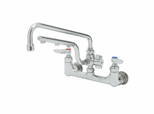T&S Brass B-0231-U12 Polished Chrome Plated Brass Body with Stream Regulator Outlet Ultrarinse 8" Wall Mount Mixing Faucet