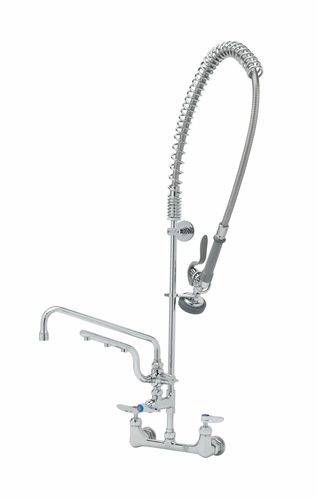 T&S Brass B-0133-U12-CR-B Polished Chrome Plated Brass with Ceramic Cartridge UltraRinse 8" Wall Mount Mixing Faucet