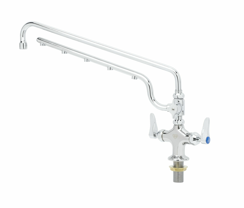 T&S Brass B-0200-U18-CR Polished Chrome Plated Brass Ceramic Cartridge UltraRinse Single Hole Deck Mount Mixing Faucet